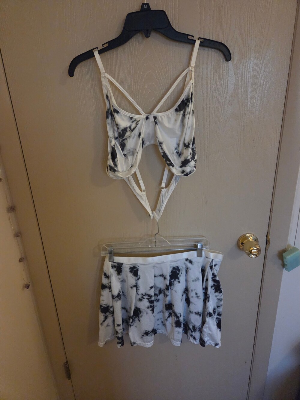 Shein Curve White And Gray Bralette And Skirt Set Womens 4xl NWOT
